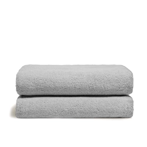 Italic Serene Ultraplush Australian Cotton Towels - Set of 2 Luxury Bath Towels, Quick Dry Plush and Absorbent, Heavy Duty Large Bath Towels, 800GSM 100% Cotton Towels for Bathroom & Spa (Light Gray)