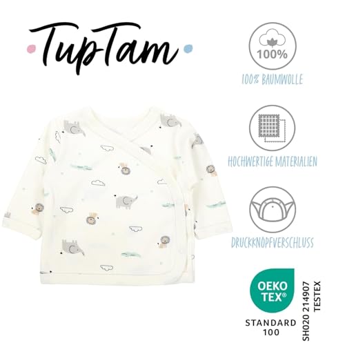 TupTam Baby Mädchen Langarm Wickelshirt Baumwolle 5er Set, Farbe: Streifen_Beige_Tiere, Größe: 56