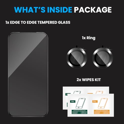 Image of ArmourPro Edge to Edge Tempered Glass for Oppo Reno 16 with Black Camera Ring Guard, 9H Screen Protector, Anti-Scratch, Anti-Fingerprint, Bubble-Free Installation Kit