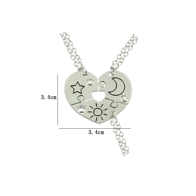 925 Sterling Silver 3 Pcs Set Sun Moon Star Pendant Necklace Best Friend Bff Friendship, Best Friend Necklaces BFF Friendship Necklace For Women2