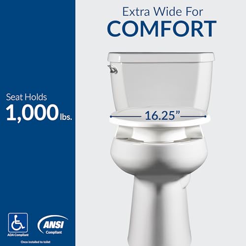 Image of Bemis Assurance 3 inch Raised Toilet Seat for Seniors, Therapist Preferred for Safety, Secure Hinges, Clean Shield Guard, Elongated, White