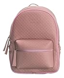 Mochila Feminina Faculdade Pequena Couro Ecologico Matelasse (Rosa)