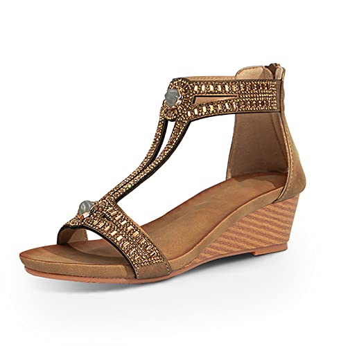 Image of FRALOSHA Wedge Sandals for Women Open Toe Casual Summer Roman High Heel Breathable Beach Sandals