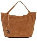 BACCINI Handtasche mit Langen Henkeln Selma aus Wild-Leder I Henkeltasche groß für Damen I Schultertasche braun handgefertigt