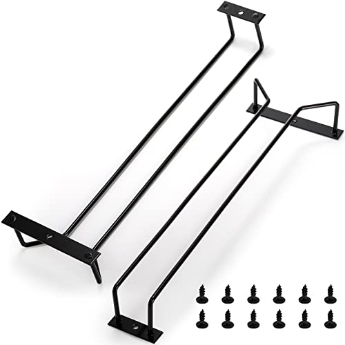 Dicunoy 6 Pack Wine Glass Rack, 14 Inch Black Under Cabinet Wine Glass Holder, Stemware Rack Holder, Iron Glasses Under Shelf Storage Hanger, Glasses Hanging Rack, Stemware Holder for Shelf, Bar by Dicunoy - Image 3