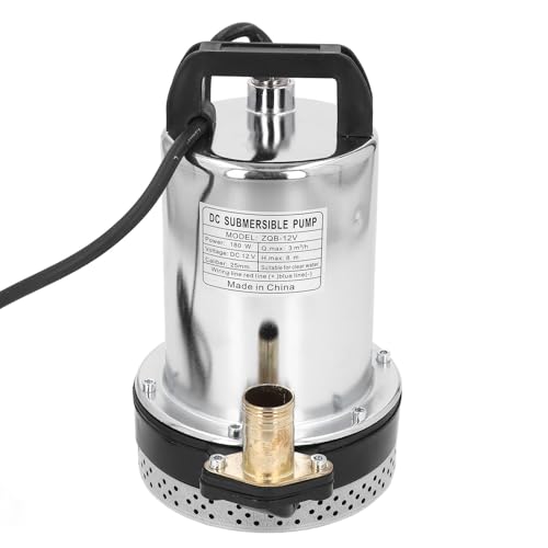 ZDETGU Pompa Sommergibile DC con Design in Acciaio Inossidabile per Giardini e Piscine con Potenza di 180 W e capacità di 8 M