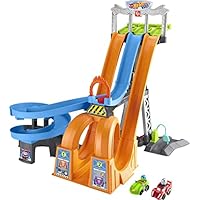 Fisher-Price Little People Toddler Toy Hot Wheels Racing Loops Tower Race Track with Stunt Ramp & Sounds for Pretend Play Ages 18+ Months (Amazon Exclusive)
