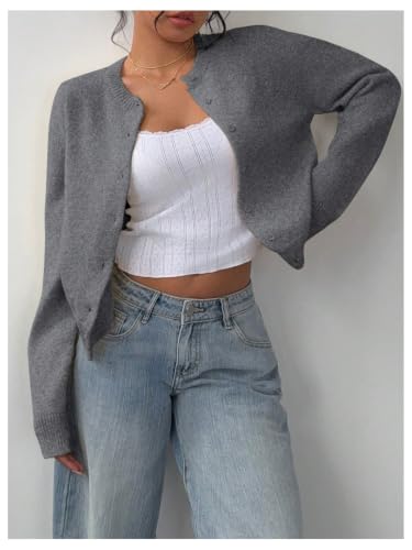Image of SOLY HUX Women's Button Down Cropped Lightweight Cardigan Sweater Cute Fall Fashion 2026