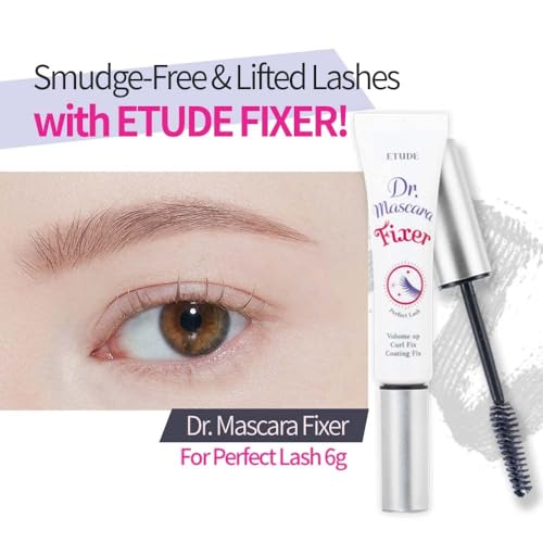 Image of ETUDE Dr. Mascara Fixer For Perfect Lash, clear mascara primer, Korean Mascara Fixer All-Day Curl Hold, Volumizing, Smudge-Proof, Korean Makeup, Beauty, Transparent (0.203 Fl Oz)