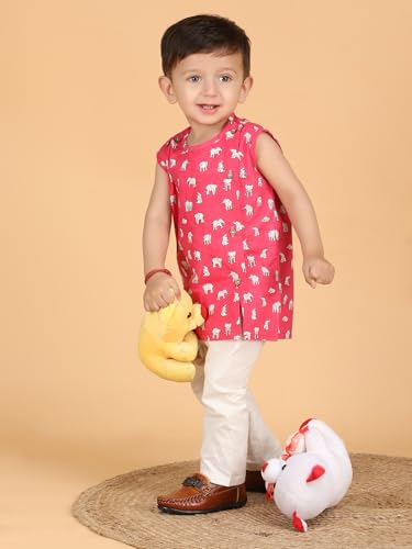Image of POLKA TOTS Pure Cotton New Born Dress | Ultra-Soft, Breathable & Lightweight Sleeveless Jhabla Pant Set for Baby Boys & Girls | Baby Summer Clothes | Traditional Jabla & Pyjama Set for Newborns