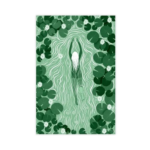Poster nénuphar vert sur toile de haute qualité déco salon et chambre 40x61cm