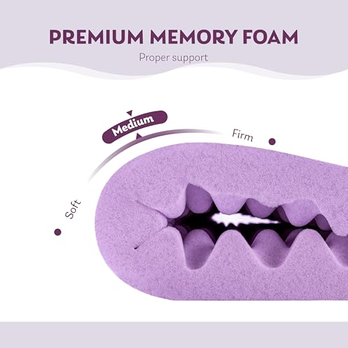 Image of MLILY 2 Inch Egg Crate Queen Memory Foam Mattress Topper | Lavender Scent Gel Infused Foam Mattress Topper for Pressure Relief, CertiPUR-US Certified Queen Bed Topper, Purple, 60 inchx80 inch