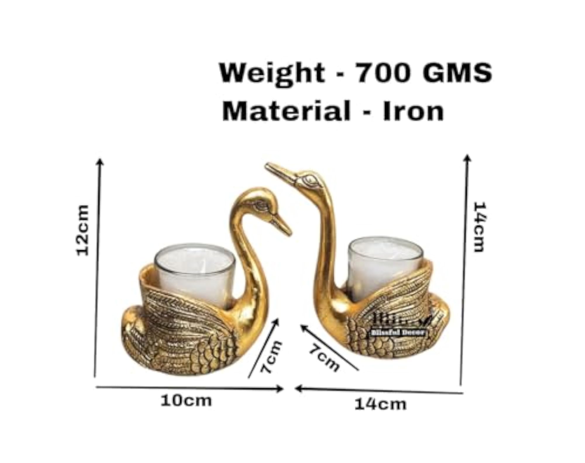 Aluminium Pair of Swans Candle Holder for Tabletop, Gift Idea