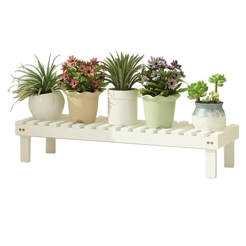 Support à plantes extérieur en bois avec pots de fleurs sur pied