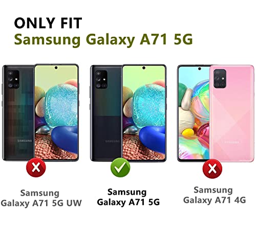 TORRTOWAY Designed for Samsung Galaxy A71 5G Case 2 in 1 Gift Militay Grade Drop Protective Rugged Heavy Duty Cover Shockproof Case for Galaxy A71 5G Phone Case for Women Men boy Girl (Black+Black)