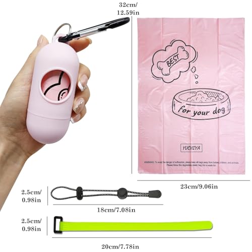 Image of PetGone 2-Pack Leak-Proof Dog Waste Bags Dispenser with Leash Clip Key Ring - Pink, 2 Holders with 30 Bags Each