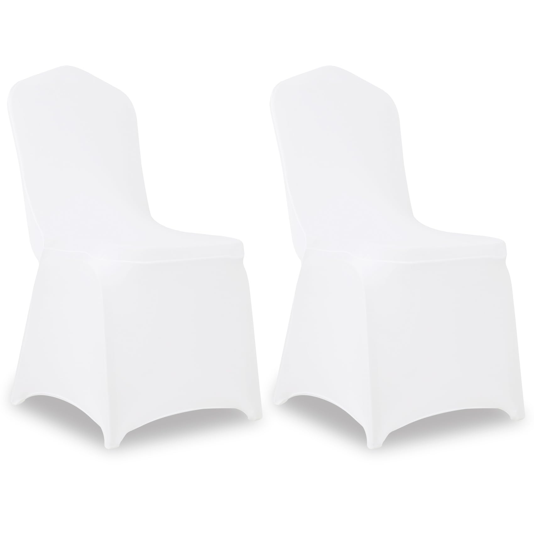 2 Pack White Stretch Polyester Spandex Chair Covers Universal Washable Removable Chair Slipcovers Protector for Wedding Banquet Events Party Dining Decoration