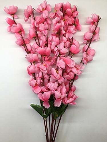 Image of Coolkart Artificial Cherry Blossom Flower Bunch, Baby Pink | 7 Branches, For Vase Home Decoration, Office Decor, Without Vase