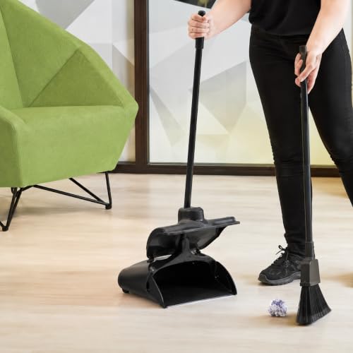 Image of SES JOBBY Dustpan with Broom Set, 180 Adjustable Angle, Rotating Broom, Easy Assembly, Cleaning Set for Heavy Duty Use in Homes, Hotels, Restaurants and Public Places.