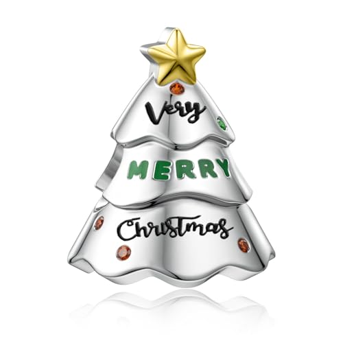 Abalorio de Navidad de plata de ley esmaltada con diseño exclusivo de gato