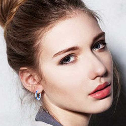 CiNily Sterling Silver/Rose Gold/Yellow Gold Plated Hoop Earrings 20mm,Multicolor Opal Small Hoop Earrings for Women Girls Hypoallergenic Jewelry for Sensitive Ears Gemstone Earrings2