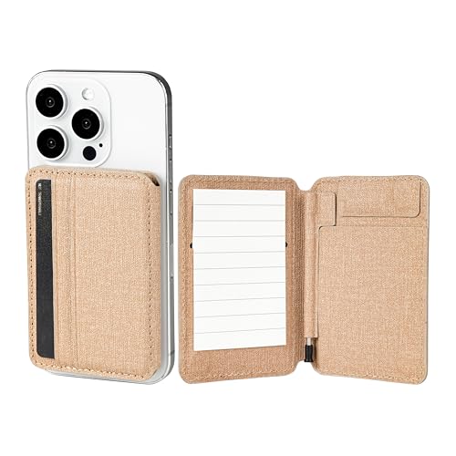 Image of Magnetic Notebook Notepad Card Holder, Compatible with iPhone 16 Series and Other Phones with Three Types of Notepad /Magnetic Invisible Pen. (Beige)