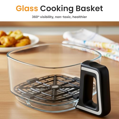 Image of HealSmart 10-in-1 Glass Air Fryer, 4.7QT Non-Toxic Healthy Air Fryer with Rapid Air Crisping Technology, Versatile Functions for Bake, Roast, Dehydrate & Reheat, Nonstick & Dishwasher Safe Design