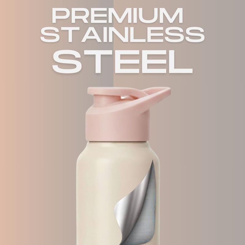 Image of Speedex Engraved Name Stainless Steel Sipper Water Bottle 1 Ltr - Customised Personalised Bottle for Kids & Adults, School, Gym, Sports, Peach Orange, Set of 1