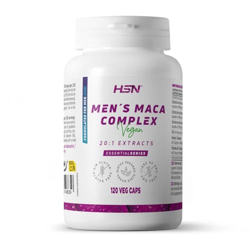 Maca Especial Hombre de HSN | 120 Cápsulas Vegetales   mezcla específica: Raíz de Maca negra + amarilla + morada   ALTA Concentración   con Vitaminas y Minerales | No GMO, Vegano, Sin Gluten