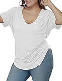 ALLEGRACE Womens Casual Scoop Collar Plus Size T Shirts Summer Tops Tee White XXL