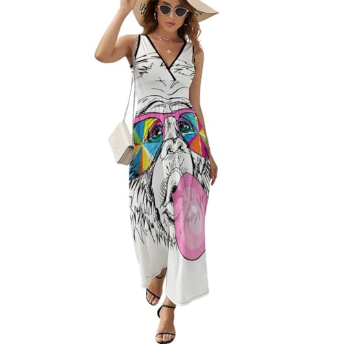 Robe maxi col V décontracté pour savourer la liberté et la douceur des vacances