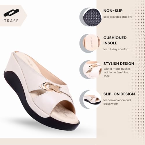 TRASE Women's Fashion Sandal, Faux Leather, Comfortable and Stylish Wedges| Soft Cushion Footbed For Women & Girls | For Casual Wear & Formal Wear Occasions 2.5 inches heel - Image 2