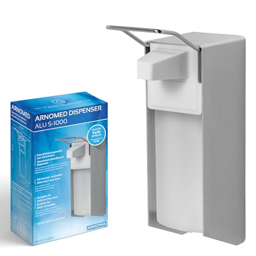 ARNOMED 1 dispensador jabon baño pared de aluminio para 1000 ml, dispensador jabon pared de palanca corta, dispensador de jabon pared, desinfectante manos dispensador ARNOMED 1 dispensador jabon baño pared de aluminio para 1000 ml, dispensador jabon pared de palanca corta, dispensador de jabon pared, desinfectante manos dispensador