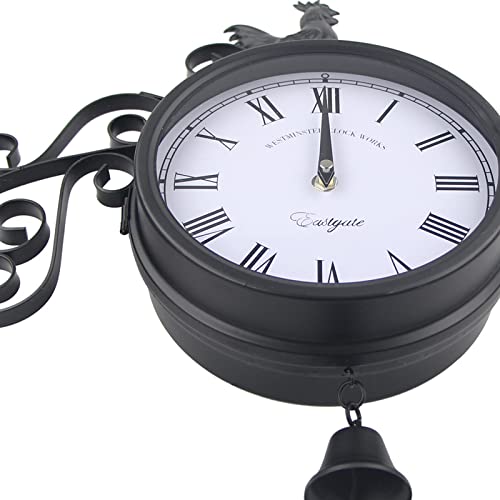 Horloge murale rétro double face sans tic-tac pour éliminer le bruit dans le salon - 4