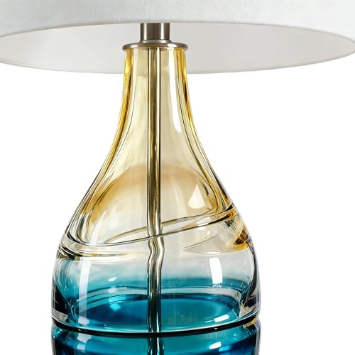 Maxax 27" Coastal Glass Table Lamps Set of 2 for Living Room, Modern Blue Bedside Lamps with USB Port 3-Way Dimmable Glass Brdeoom Lamps for Night Stand - Image 4