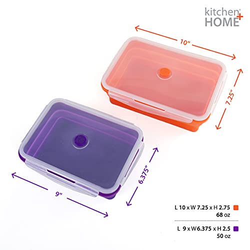 Thin Bins Collapsible Containers – Set Of 2 Extra Large Rectangle Silicone Food Storage Containers – Bpa Free, Microwave, Dishwasher And Freezer Safe #TOP6