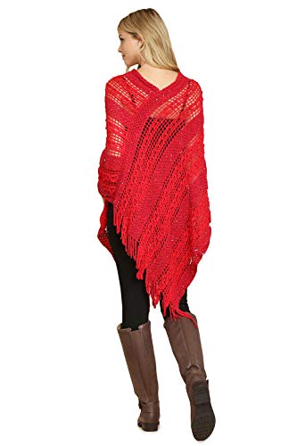 Image of RIAH FASHION Bohemian Sequin Glitter Shawl Wrap Poncho - Kimono Cardigan, Sparkly Metallic Mesh Scarf, Open Knit Crochet