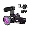 Andoer 4K Camcorder 1080P Full HD WiFi Digitale Video Camera IR Nachtzicht 16X Digitale Zoom met 0.39X Wide Hoek Macro…