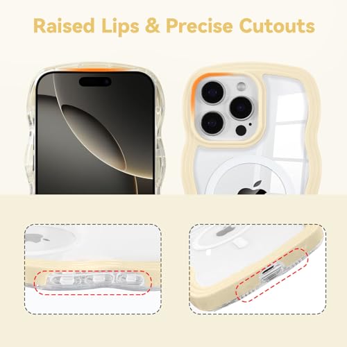 Coque iPhone 16 Pro silicone jaune avec cadre ondulé et protection MagSafe