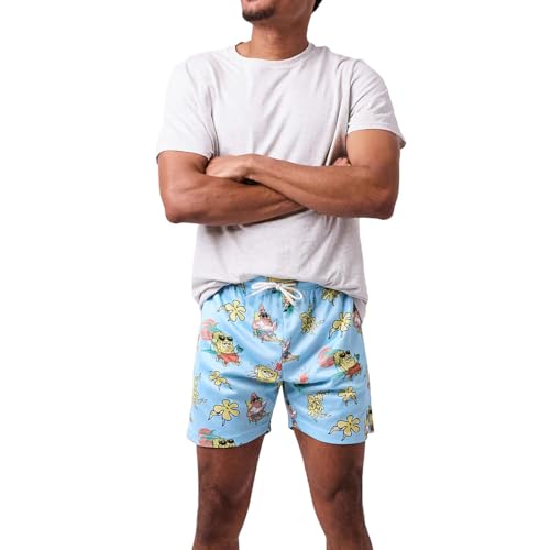 Spongebob Squarepants Beach Day All-Over Print Men's Blue Active Mesh Shorts - XL