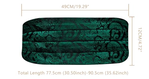 Image of YOHOWA Men Cummerbund Bow Tie Set Silk Paisley Formal Pre-Tied Bowtie Pocket Square Cufflinks Wedding Party Prom