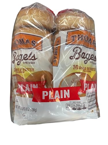 Thomas' Bagels Plain, No High Fructose Corn Syrup, 10 grams of protein, 12 Pre-Sliced Bagels, 40 oz