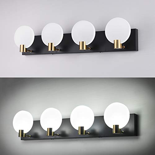 Bathroom Lighting Fixtures Over Mirror for Bathroom Led Modern Black Acrylic 4 Light Wall Lights Lamp - Thumbnail 4