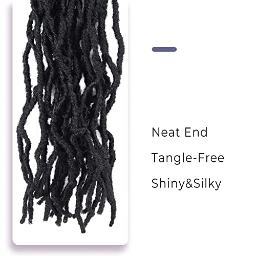 Niseyo 16 Inch Soft Locs Pre-Looped New Faux Locs Crochet Hair 6 Packs (16 Inch, 1B/Natural Black) #TOP4