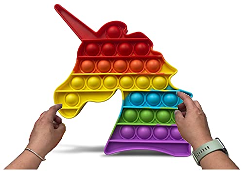 Large Popit Unicorn Push Pop Fidget Toy, Rainbow unicorn Pop it Huge popit 11.9Inch 30cm Popular Stress Relieving Fidget Game Pack for Kids, Rainbow Unicorn for Autistic Kids Anxiety Adults.