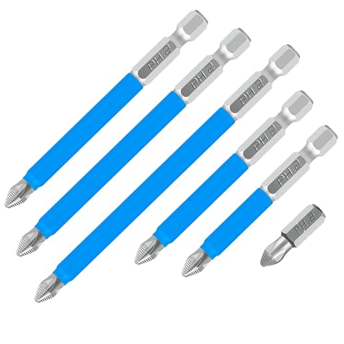 Qrity 6 PCS Magnetic Phillips Screwdriver Bit, PH2 Magnetic Driver Bits