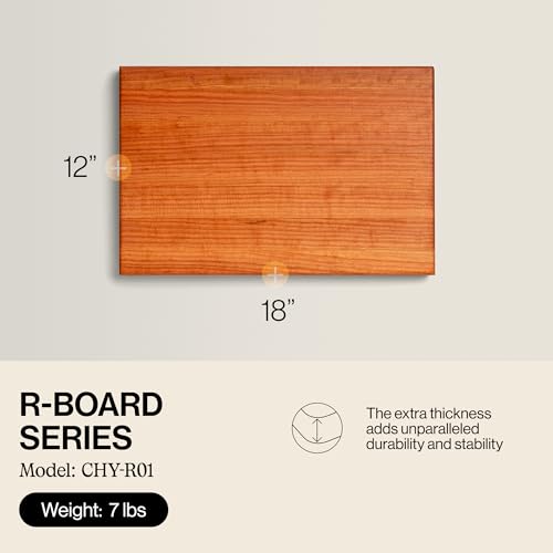 Image of John Boos Block CHY-R01 Cherry Wood Edge Grain Reversible Cutting Board, 18 Inches x 12 Inches x 1.5 Inches | 1.5 inch Thick, 7-lb Reversible Butcher Block with Edge-Grain & Finger Grips, Made in the USA
