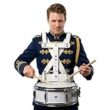 Adjustable Marching Snare Drum Carrier - Lightweight Aluminum Snare Marching Drum Holder with Thickened Padded Shoulder Frame, White