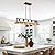 LMSOD 5-Light Farmhouse Kitchen Island Chandeliers, Modern Adjustable Dining Room Light Fixtures Hanging Pendant Light Fixtures Metal Wood Finish