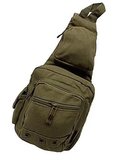 Front Zipper Crossbody Adjustable Sling Bag - Olive2